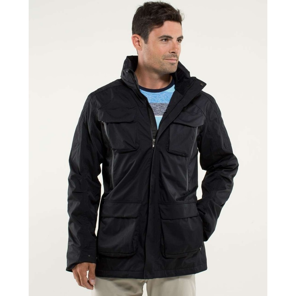 Mens Lululemon Wet Coast Jacket Size Small Black Sealed Seams Rain Jacket EUC - Picture 11 of 11
